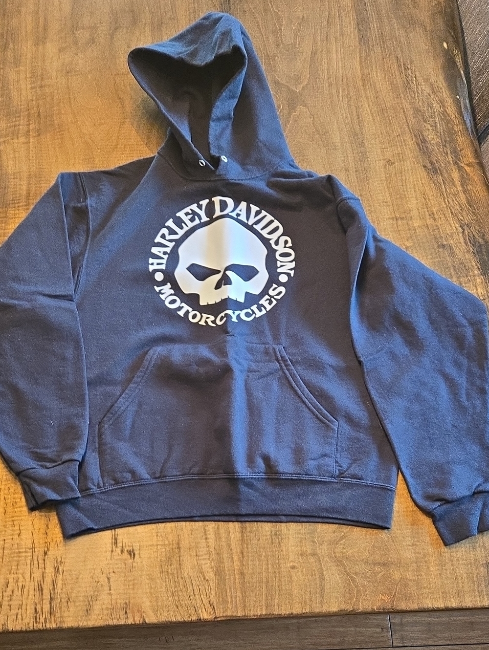 Harley-Davidson Black Hoodie with White Skull Emblem